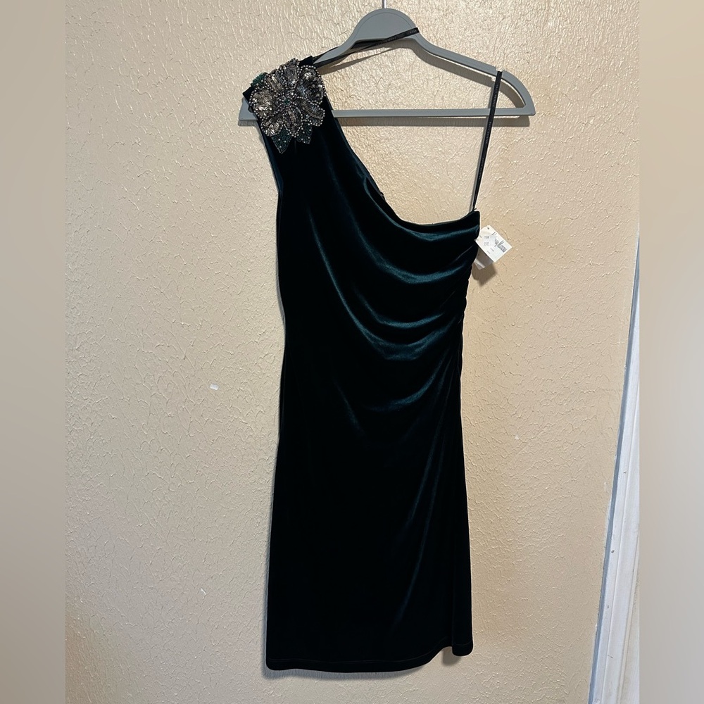 Vintage David Meister Velvet One Shoulder Dress‎ Size 8